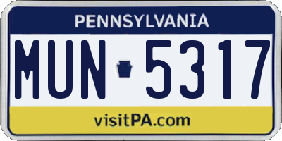 PA license plate MUN5317