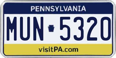 PA license plate MUN5320