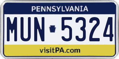 PA license plate MUN5324