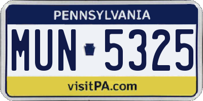 PA license plate MUN5325