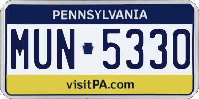 PA license plate MUN5330