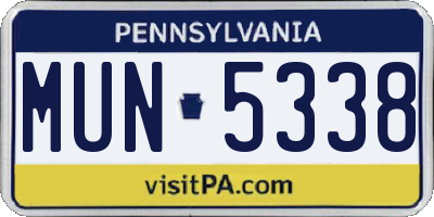 PA license plate MUN5338