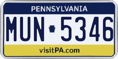 PA license plate MUN5346