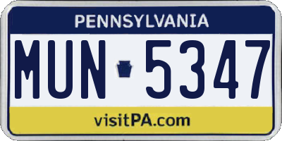 PA license plate MUN5347