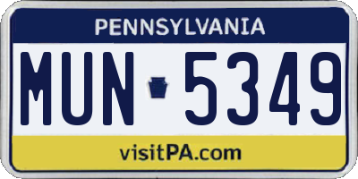 PA license plate MUN5349