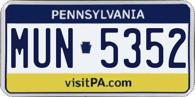 PA license plate MUN5352