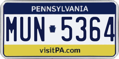 PA license plate MUN5364