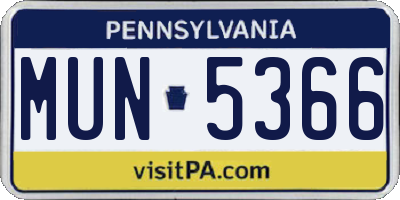 PA license plate MUN5366