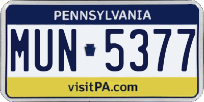 PA license plate MUN5377