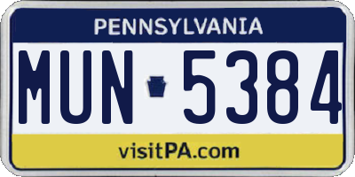 PA license plate MUN5384