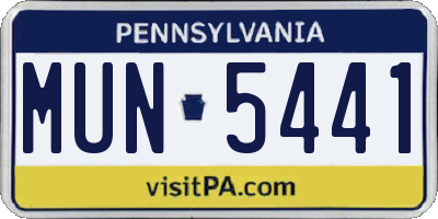 PA license plate MUN5441