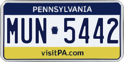 PA license plate MUN5442