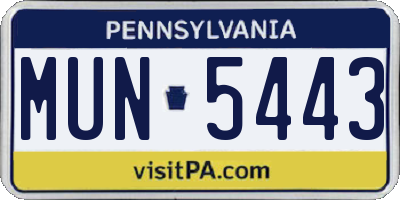 PA license plate MUN5443