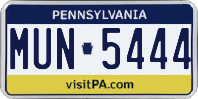 PA license plate MUN5444