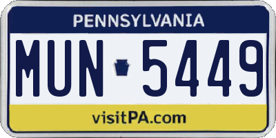 PA license plate MUN5449