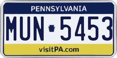 PA license plate MUN5453