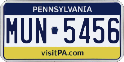 PA license plate MUN5456