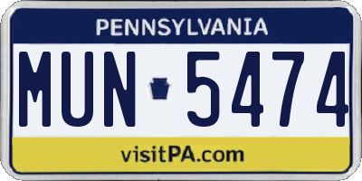 PA license plate MUN5474