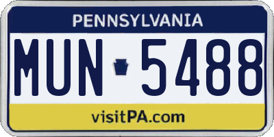 PA license plate MUN5488