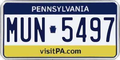 PA license plate MUN5497