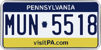 PA license plate MUN5518
