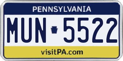 PA license plate MUN5522