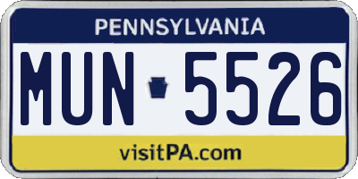 PA license plate MUN5526