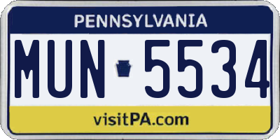 PA license plate MUN5534