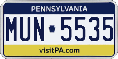 PA license plate MUN5535