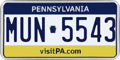 PA license plate MUN5543