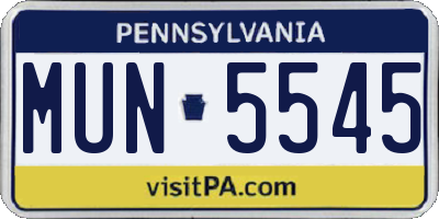 PA license plate MUN5545