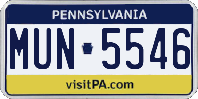 PA license plate MUN5546