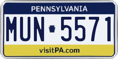 PA license plate MUN5571