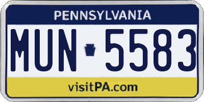 PA license plate MUN5583