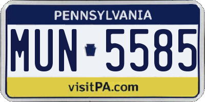 PA license plate MUN5585