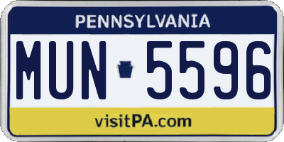PA license plate MUN5596