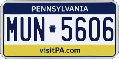 PA license plate MUN5606