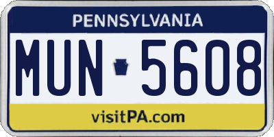 PA license plate MUN5608