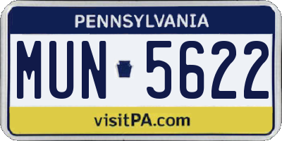 PA license plate MUN5622