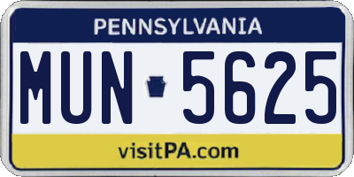 PA license plate MUN5625