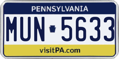 PA license plate MUN5633
