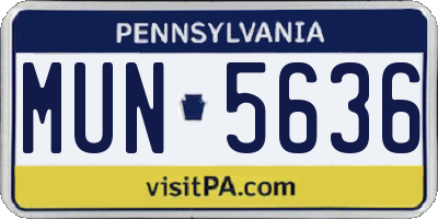 PA license plate MUN5636