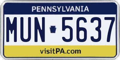 PA license plate MUN5637