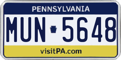 PA license plate MUN5648