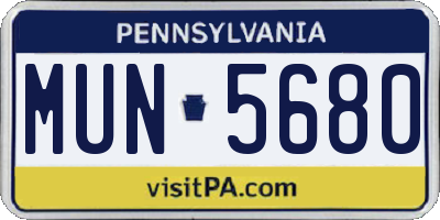 PA license plate MUN5680
