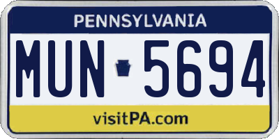 PA license plate MUN5694