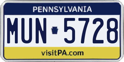 PA license plate MUN5728