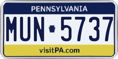 PA license plate MUN5737