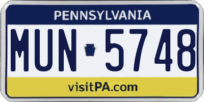 PA license plate MUN5748