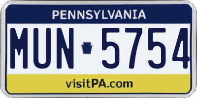 PA license plate MUN5754